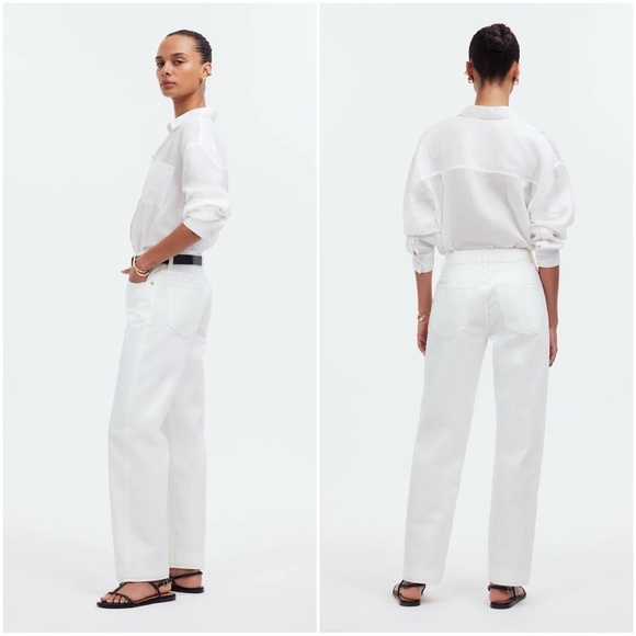 Madewell Jeans Low-Slung Straight Leg Slouchy Button Fly Tile White 30 NWT New - Picture 2 of 13